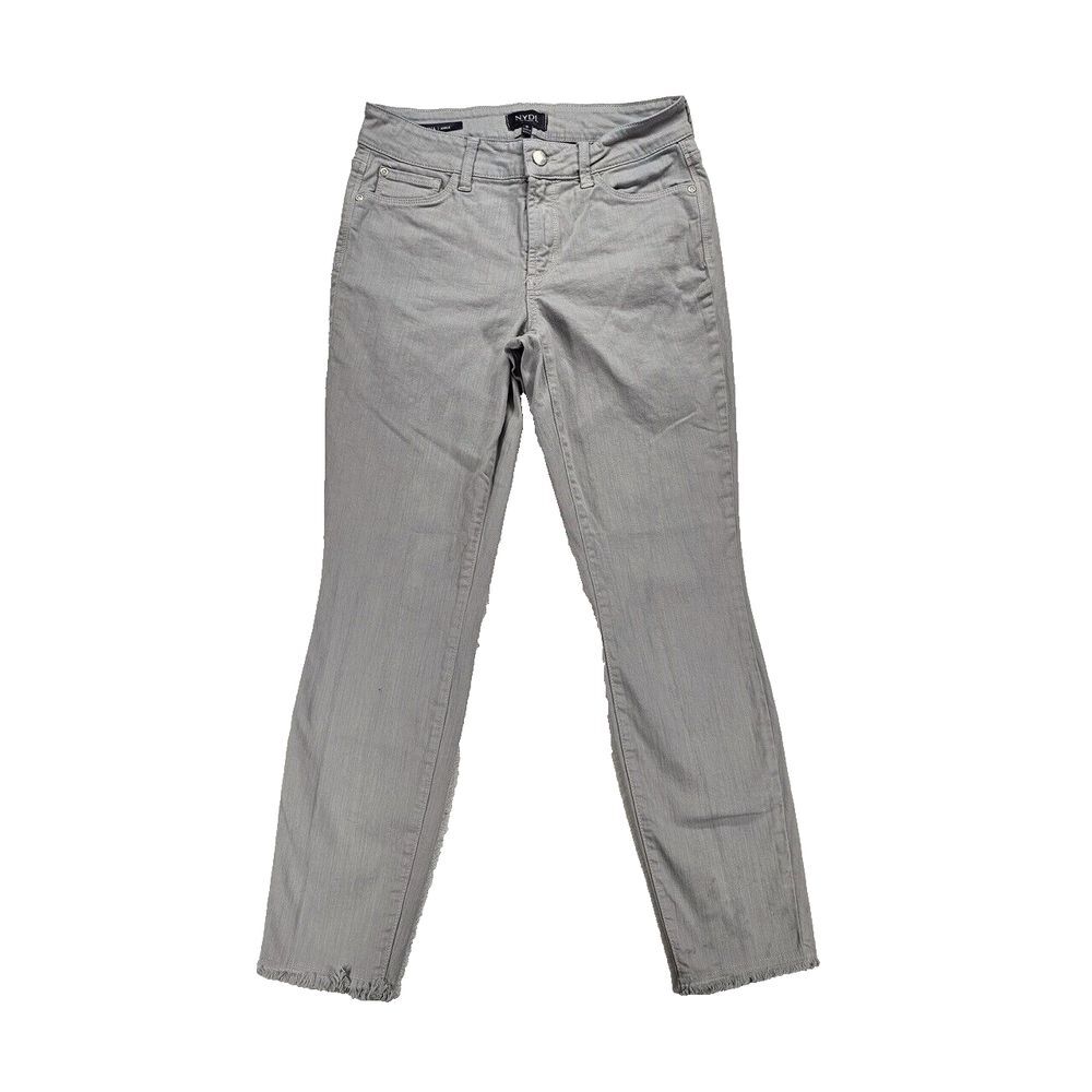 NYDJ Alina Ankle Jeans Womens Sz 0 Mid Rise Skinny Raw Hem Lift Tuck Gray EUC